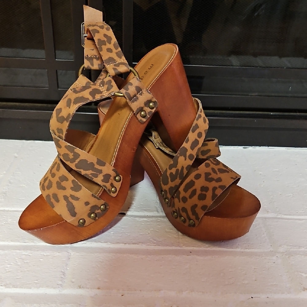 Madden Girl Brown Leopard Clog Platform Sandals